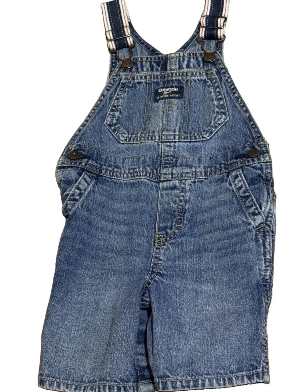 Vintage OshKosh B'gosh Kids Blue Overalls 24 M Denim Vestbak Carpenter Shortalls
